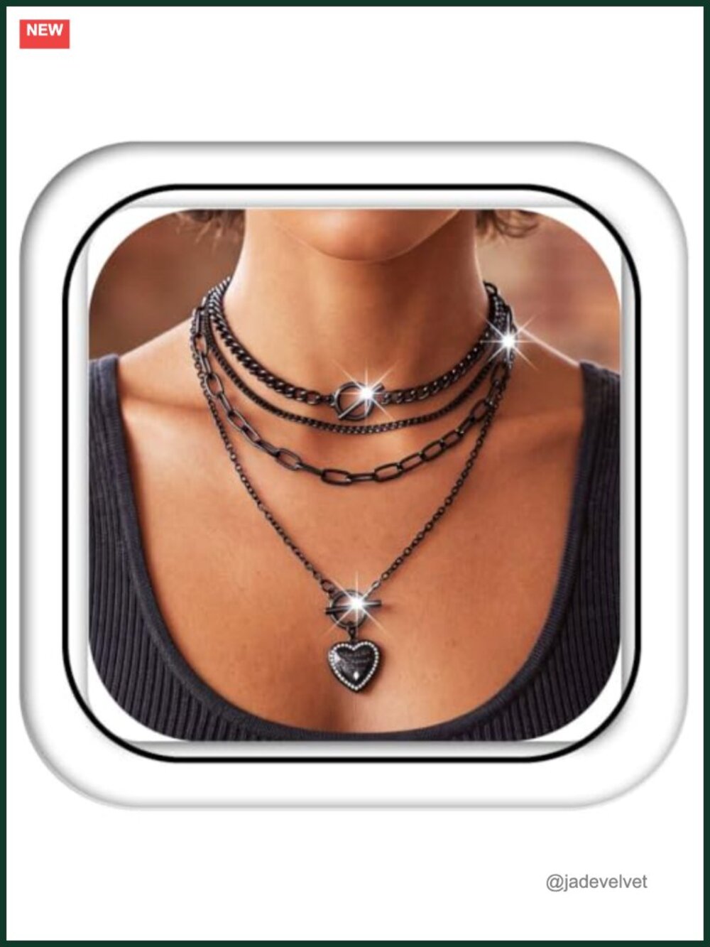 Layered Heart Pendant Necklace Alloy Chain Necklace for Women